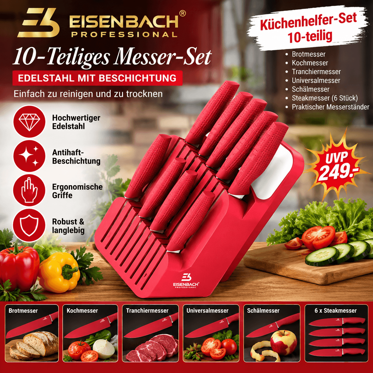 Eisenbach Messer-Set 10-teilig (beschichtet)