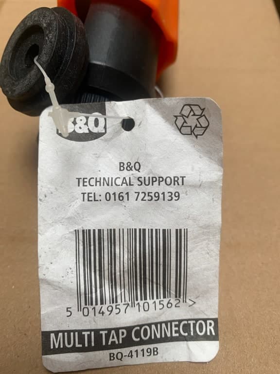 B&Q Multi Tap Connector BQ-4119B (Wasseranschluss-Label)