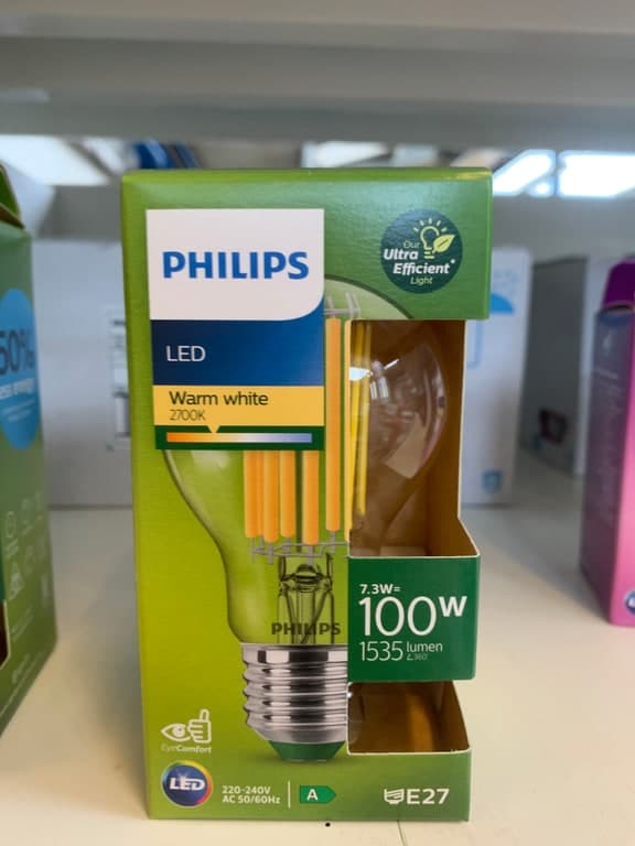 Philips LED E27 7.3W (100W) 2700K Warmweiß 1535lm Filament Ultra Efficient