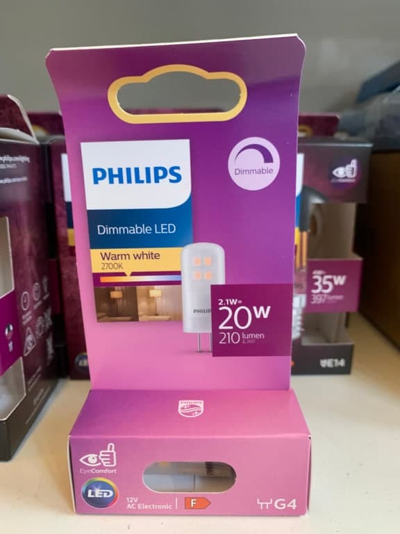 Philips Dimmable LED G4 2.1W (20W) 2700K Warmweiß 210lm 12V