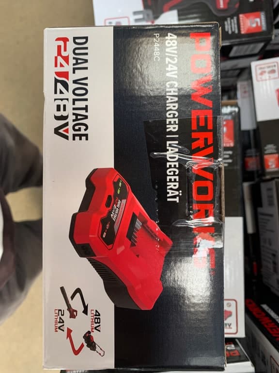 Powerworks Dual Voltage 24V/48V Akku-Werkzeug-Familie (Bohrer + Laubbläser + Rasenmäher)