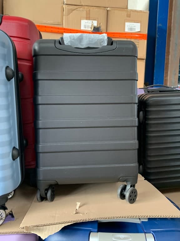 Hartschalen-Koffer Trolley schwarz 4-Rad mit Querrippen (Reisekoffer)