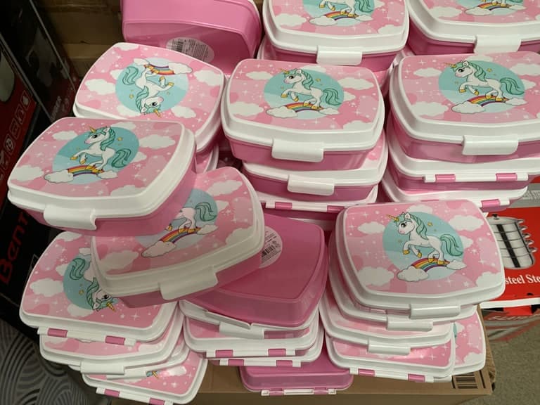 Stor Sandwich-Box / Brotdose Unicorn Rainbow Rosa – Kinder (REF 09551)
