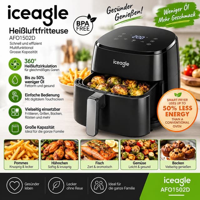 Iceagle Heißluftfritteuse – Bild 1