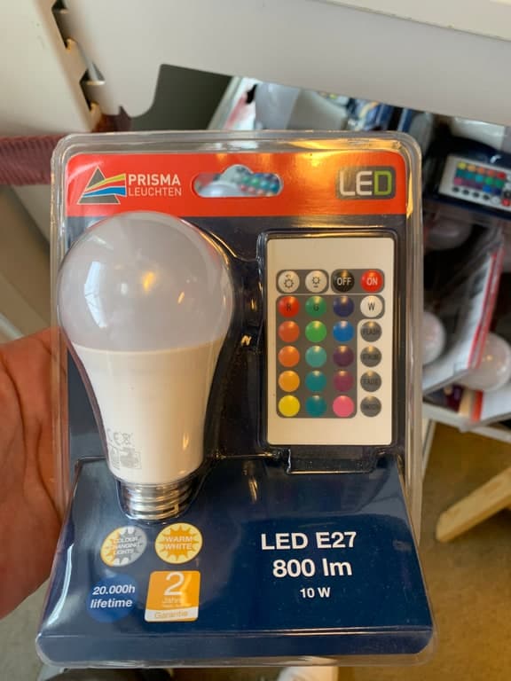Prisma Leuchten RGBW LED E27 10W 800lm Farbwechsel mit Fernbedienung