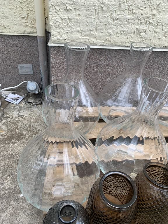 Glas-Karaffen / Glas-Vasen Riffelglas-Design 2er-Set ca. 30 cm hoch klar
