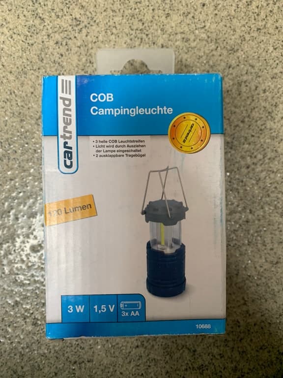 Cartrend Camping-LED-Laterne COB 3 W – mit Magneten & Klapphenkeln