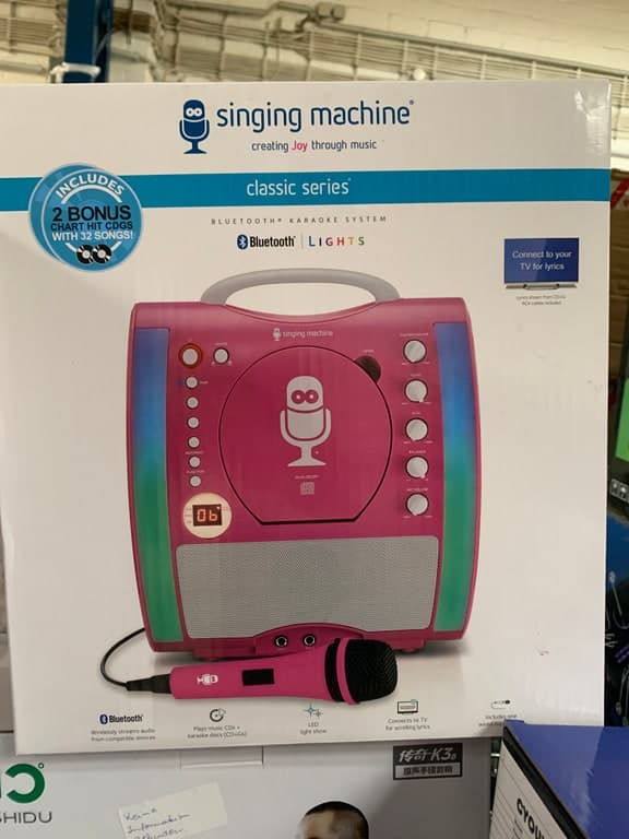 Singing Machine Classic Series Bluetooth-Karaoke-Anlage Pink + LED + 2 Bonus-CDGs